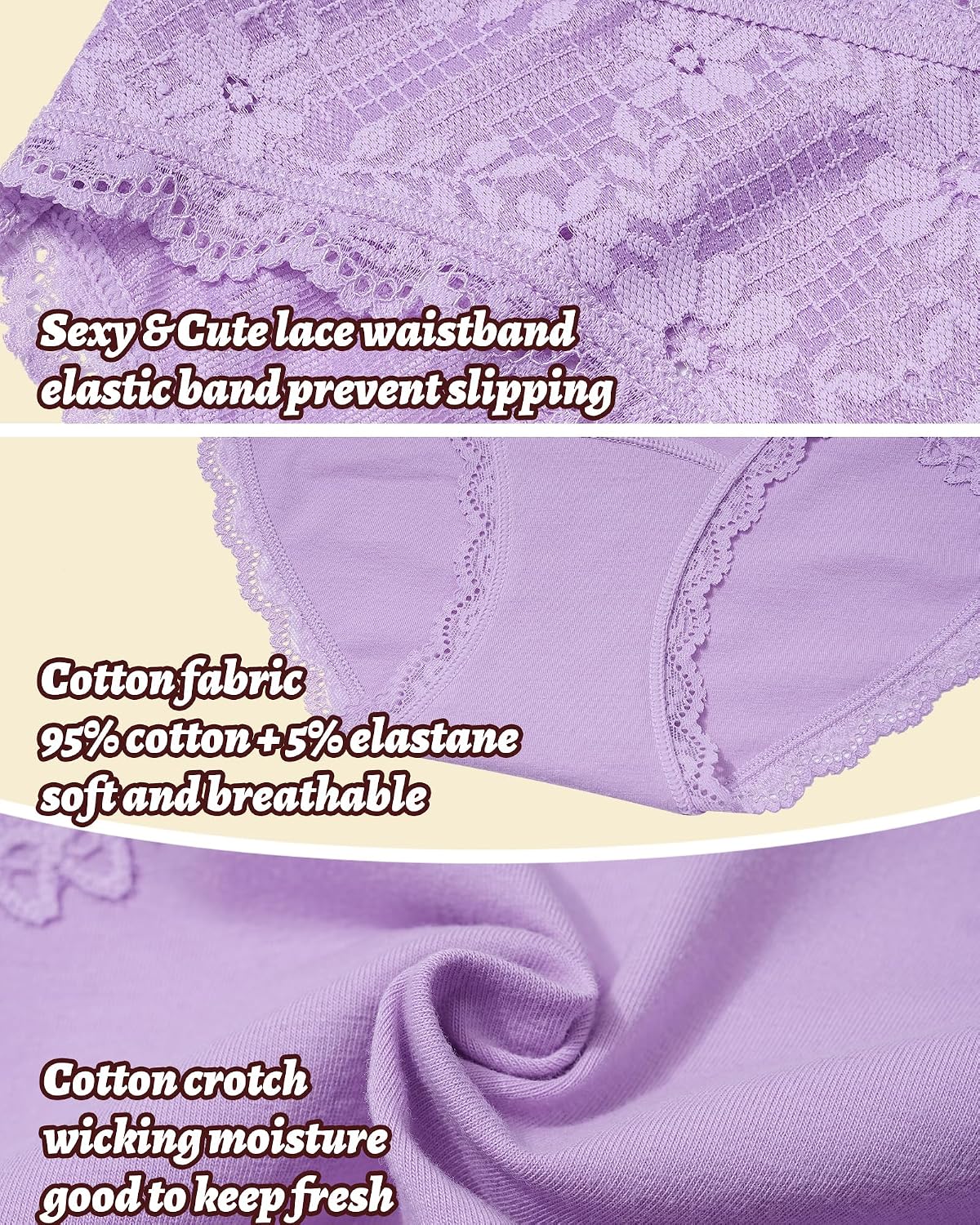 Oegho Women's Lace Cheeky Bikini Panties 5 Pack — image 6