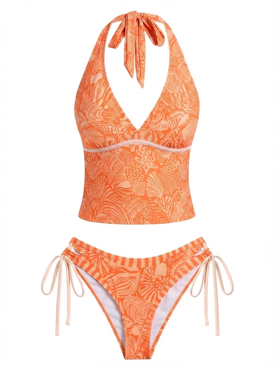 ZAFUL Deep V Printed Halter Tankini Set — image 11