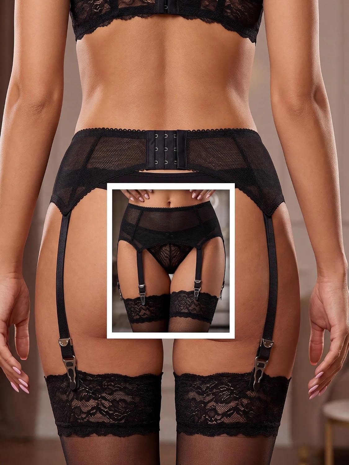 Eagerlove Plus Size Sheer Mesh Garter Belt — image 2