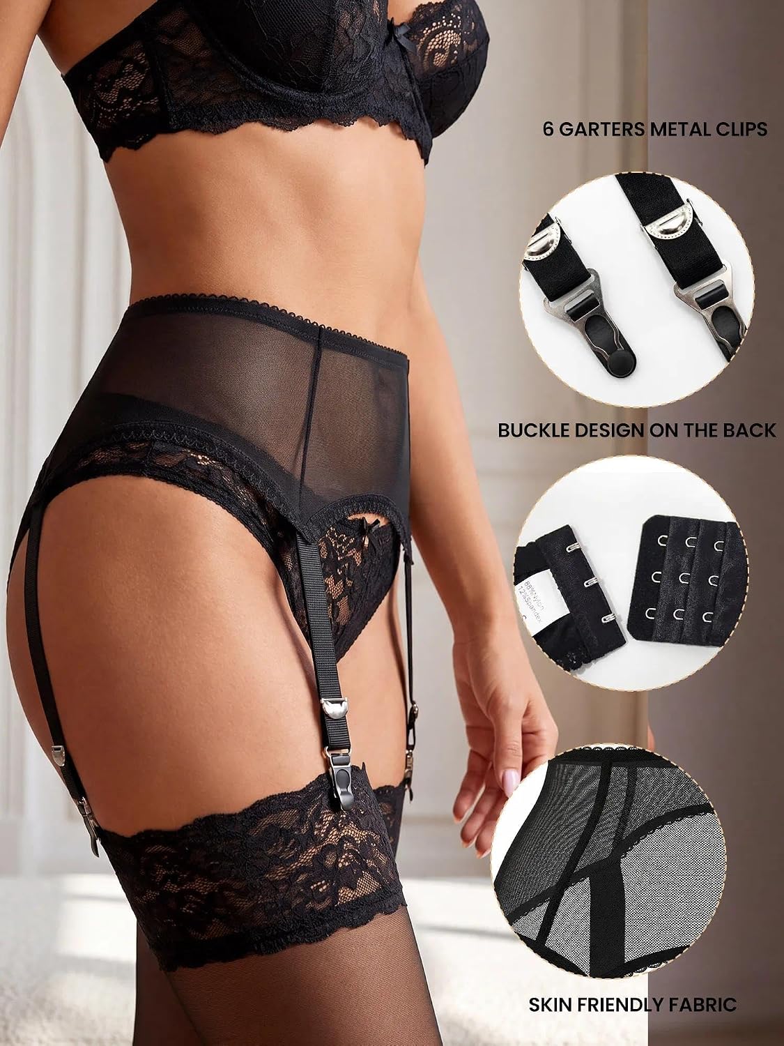 Eagerlove Plus Size Sheer Mesh Garter Belt — image 4