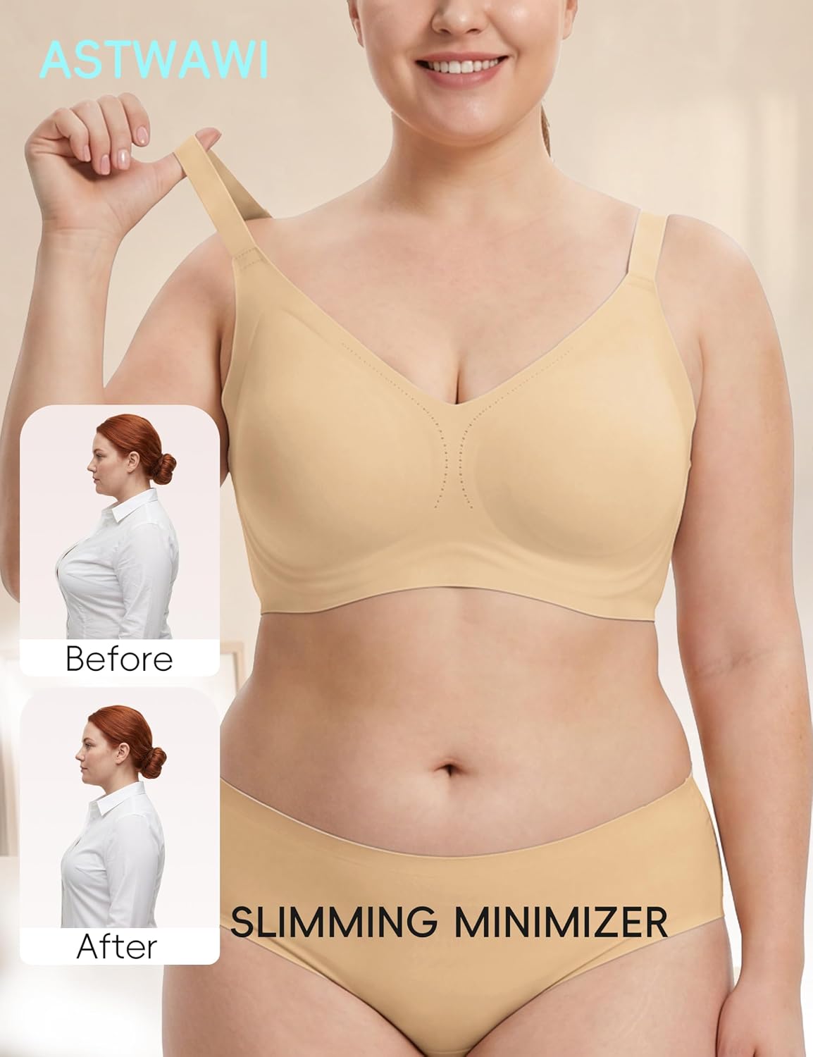 ASTWAWI Women's Full Coverage Wireless Minimizer Bra — image 3