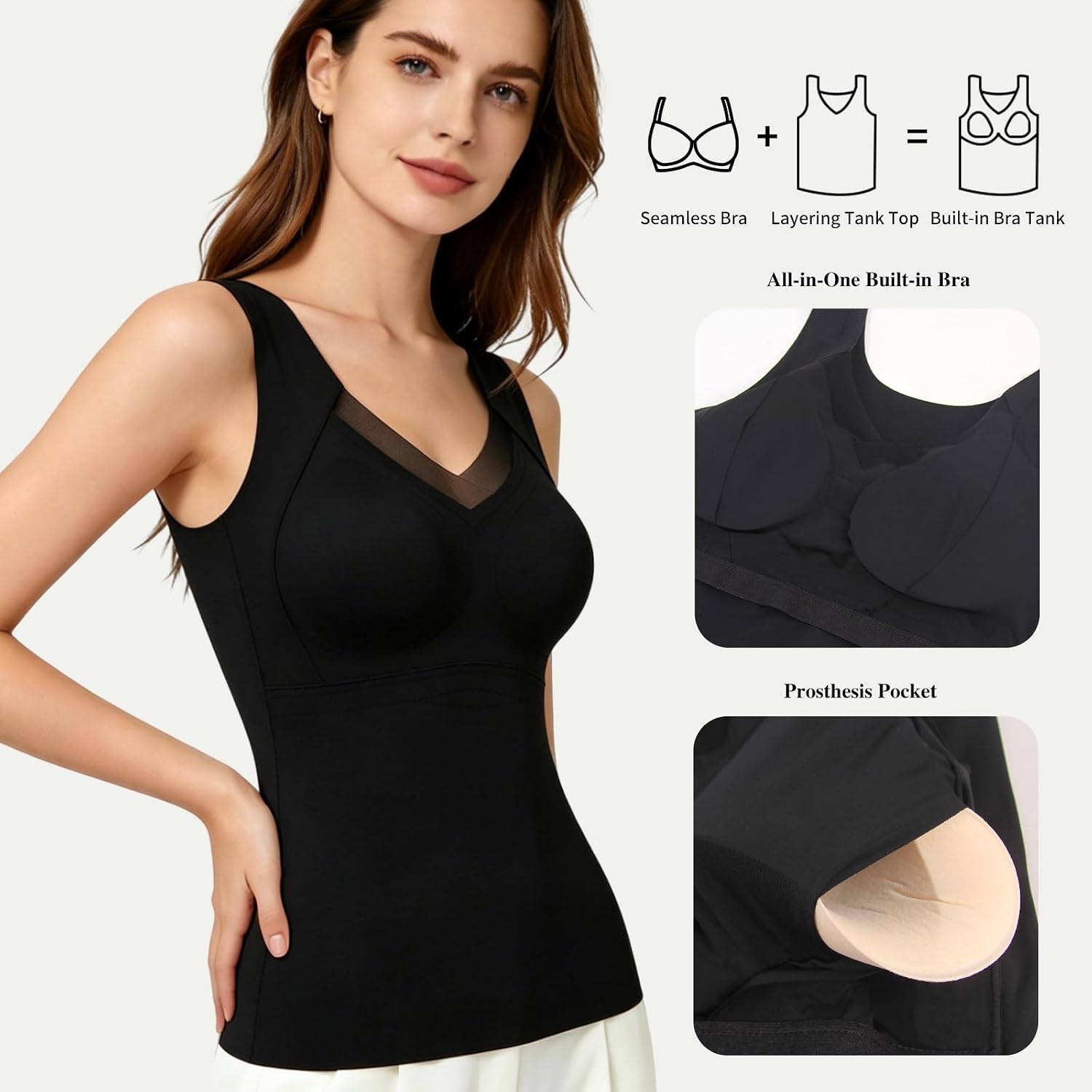 Lervanla Wire-Free Mastectomy Camisole Bra — image 2