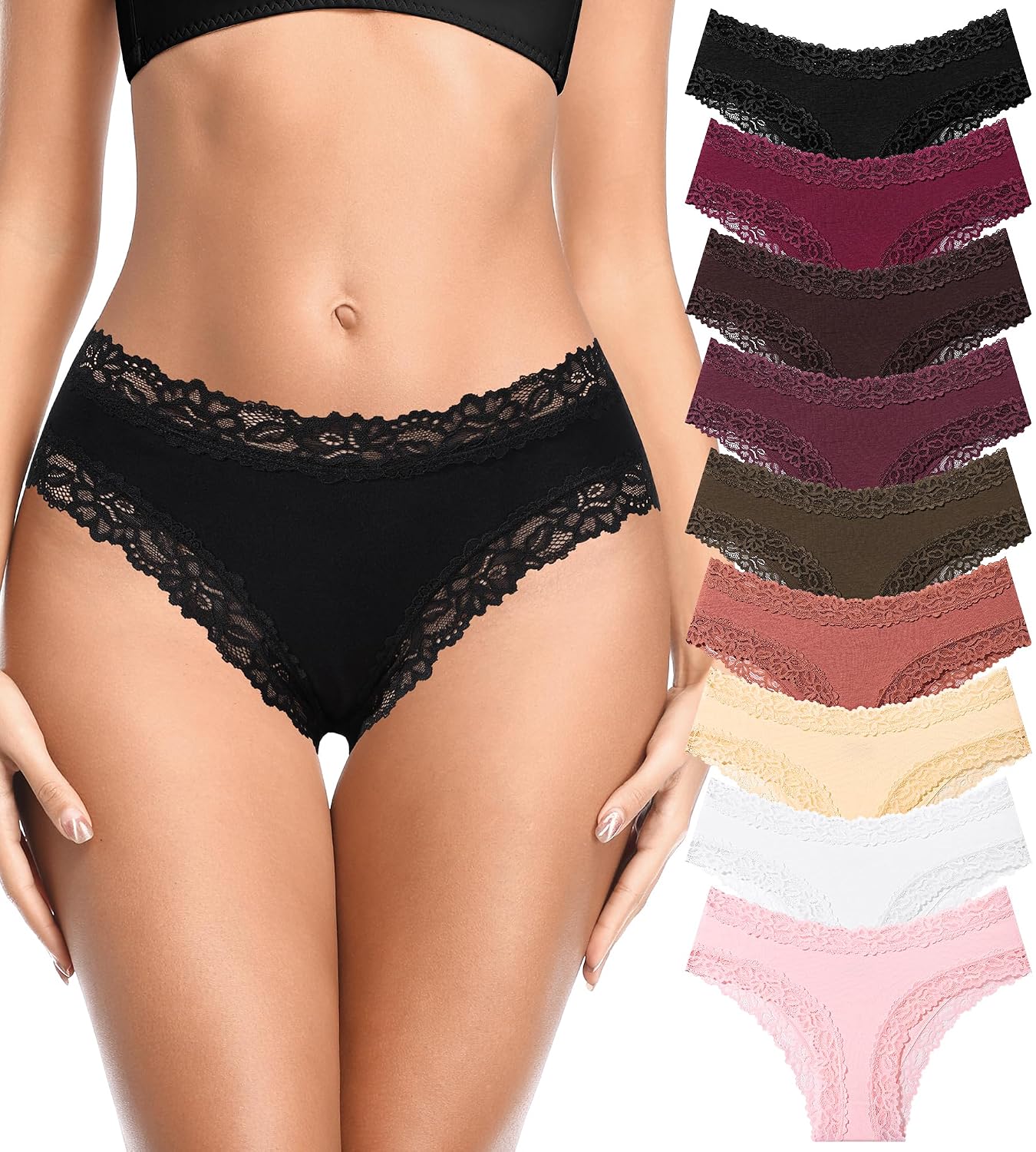 IROCUE 9-Pack Cheeky Bikini Panties for Women