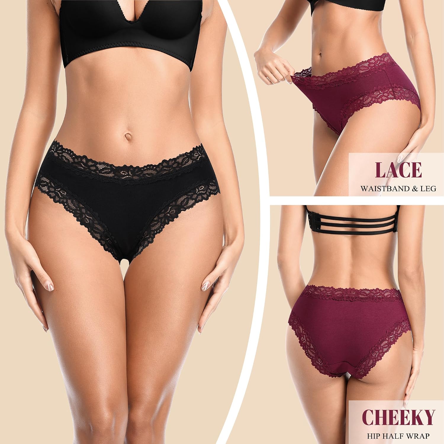 IROCUE 9-Pack Cheeky Bikini Panties for Women — image 2