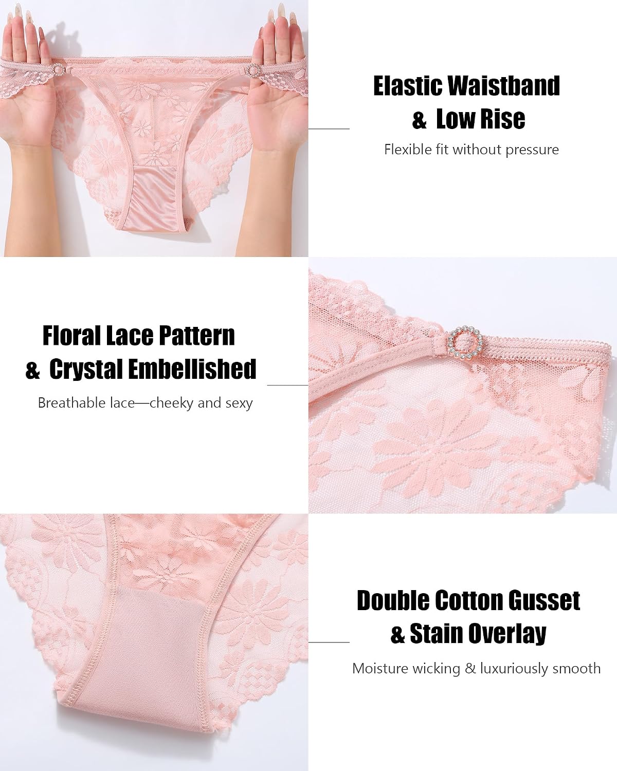 IROCUE Women's Lace Cheeky Panties 6-Pack — image 3