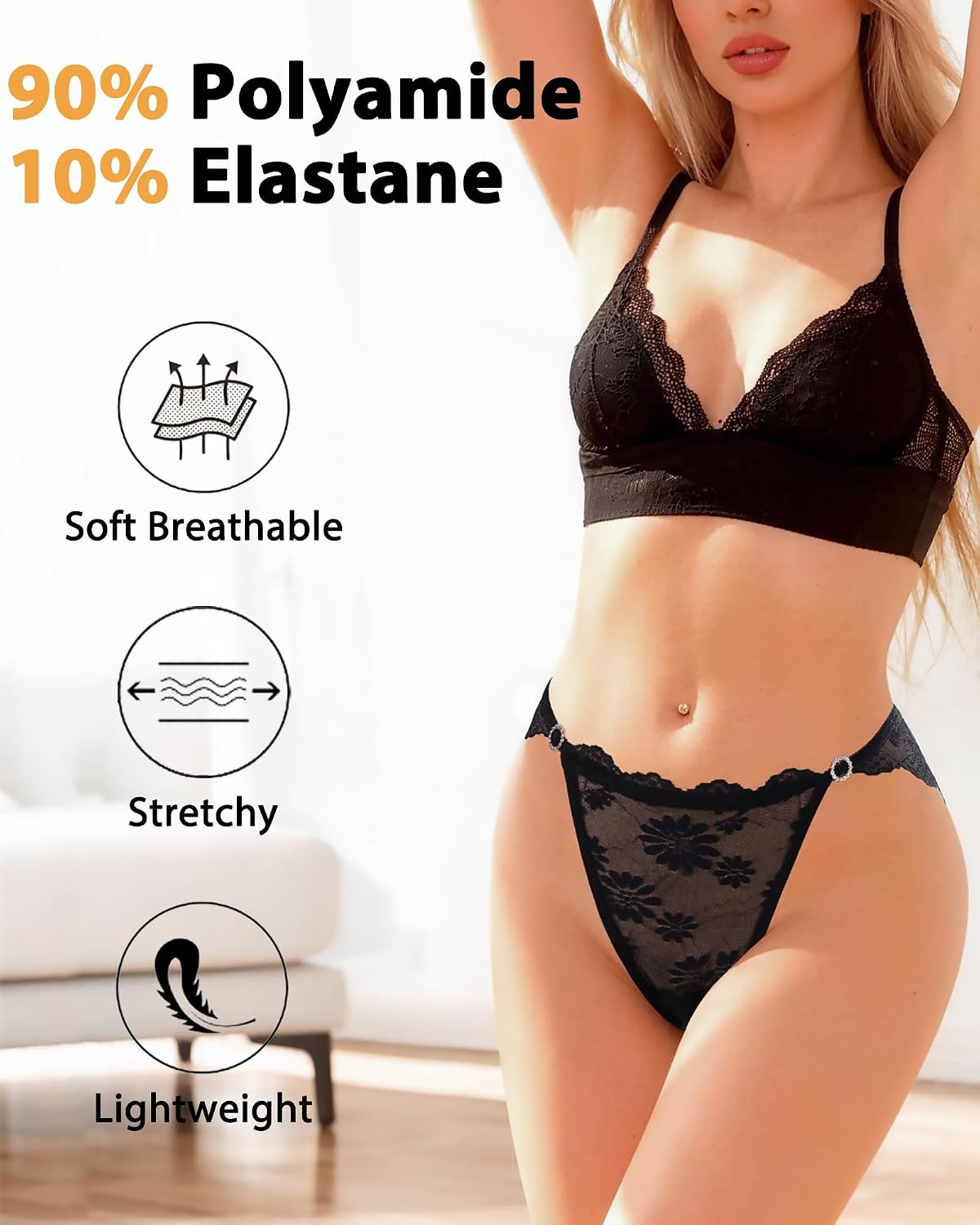 IROCUE Women's Lace Cheeky Panties 6-Pack — image 4