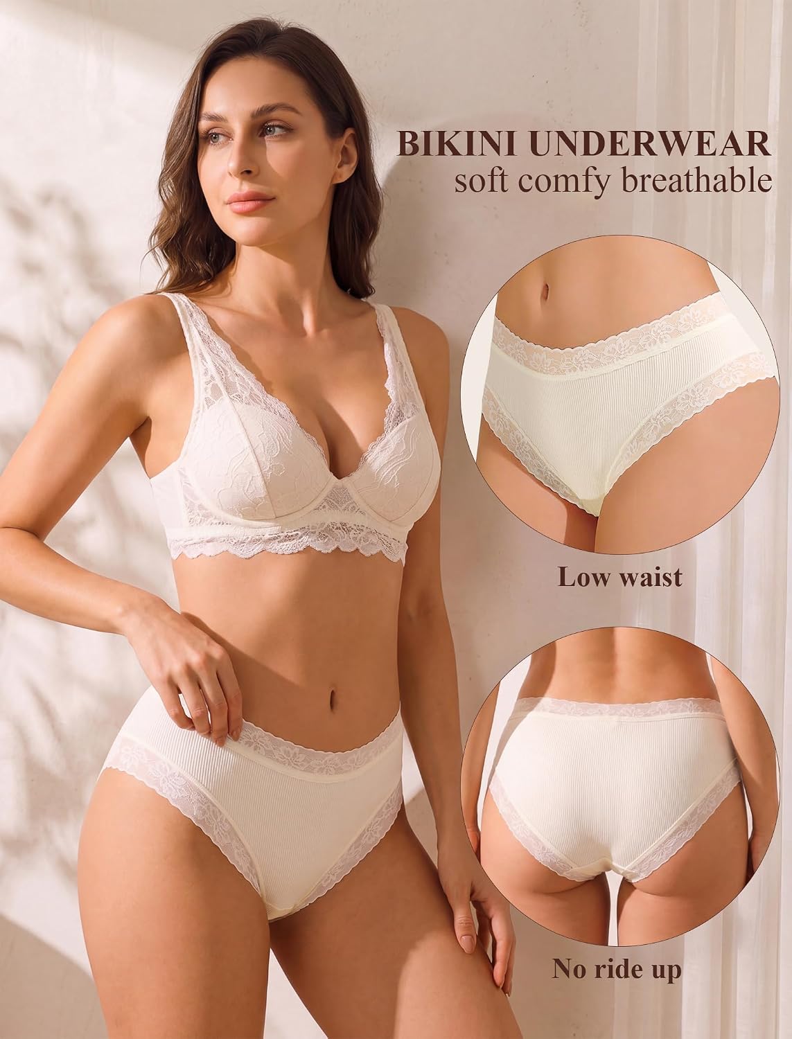 DUKAWA Women's Lace Cotton Bikini Panties 6-Pack — image 3