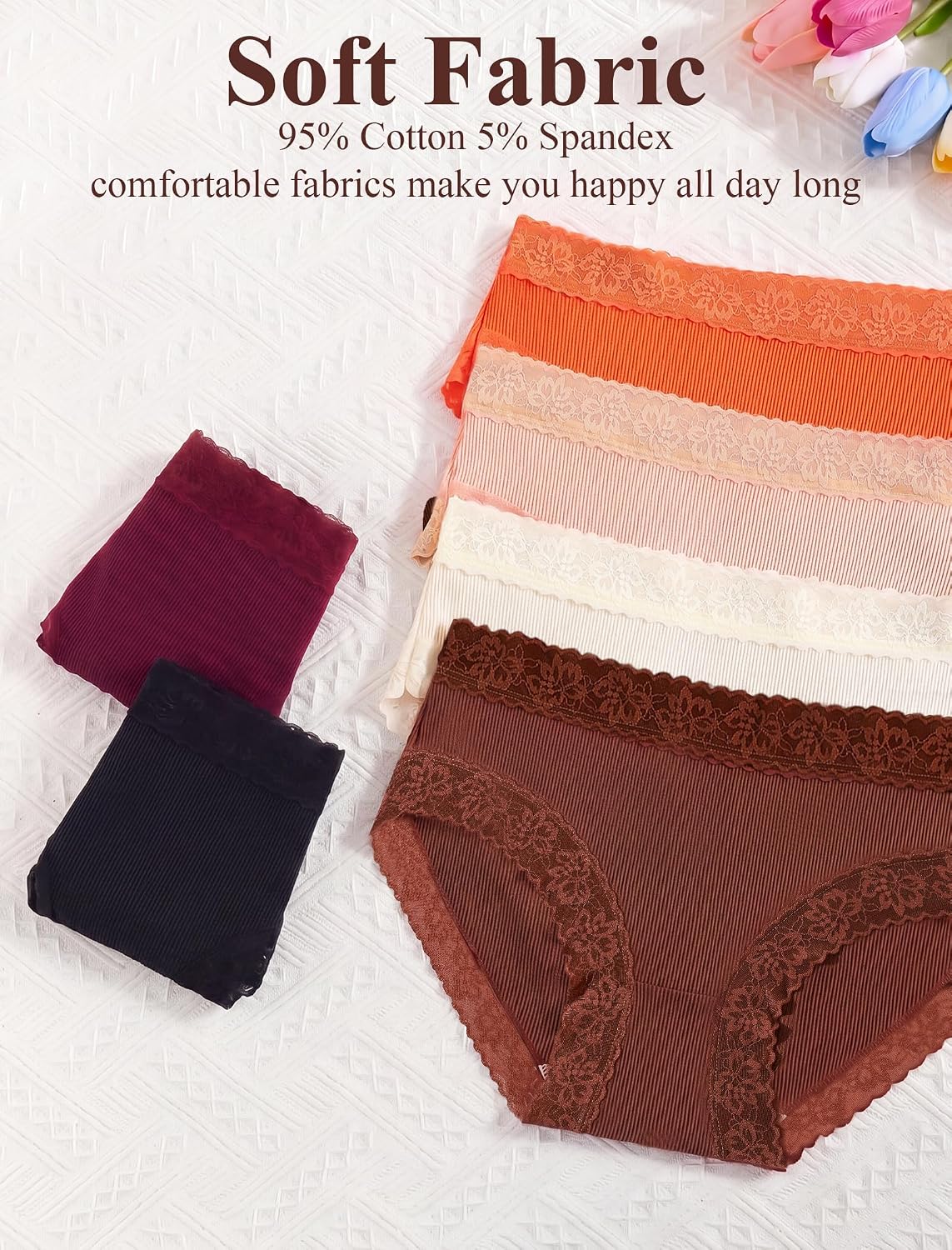 DUKAWA Women's Lace Cotton Bikini Panties 6-Pack — image 6