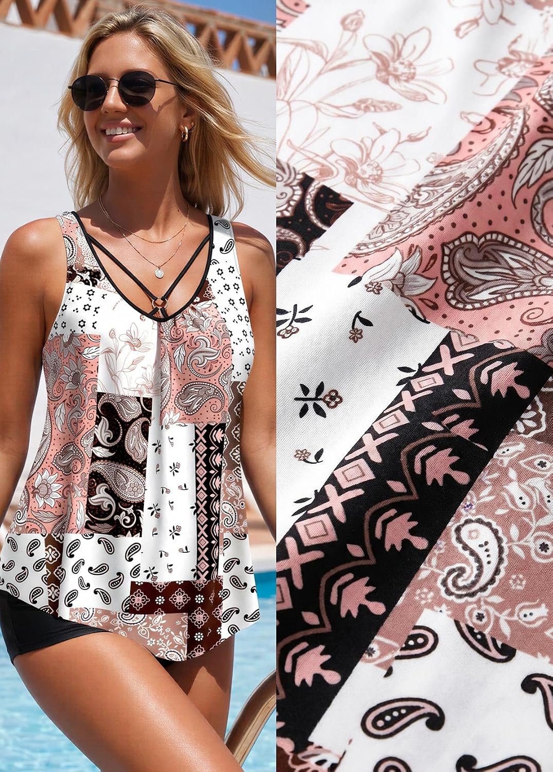 MODLILY Tummy Control Tankini with Metal Ring — image 7
