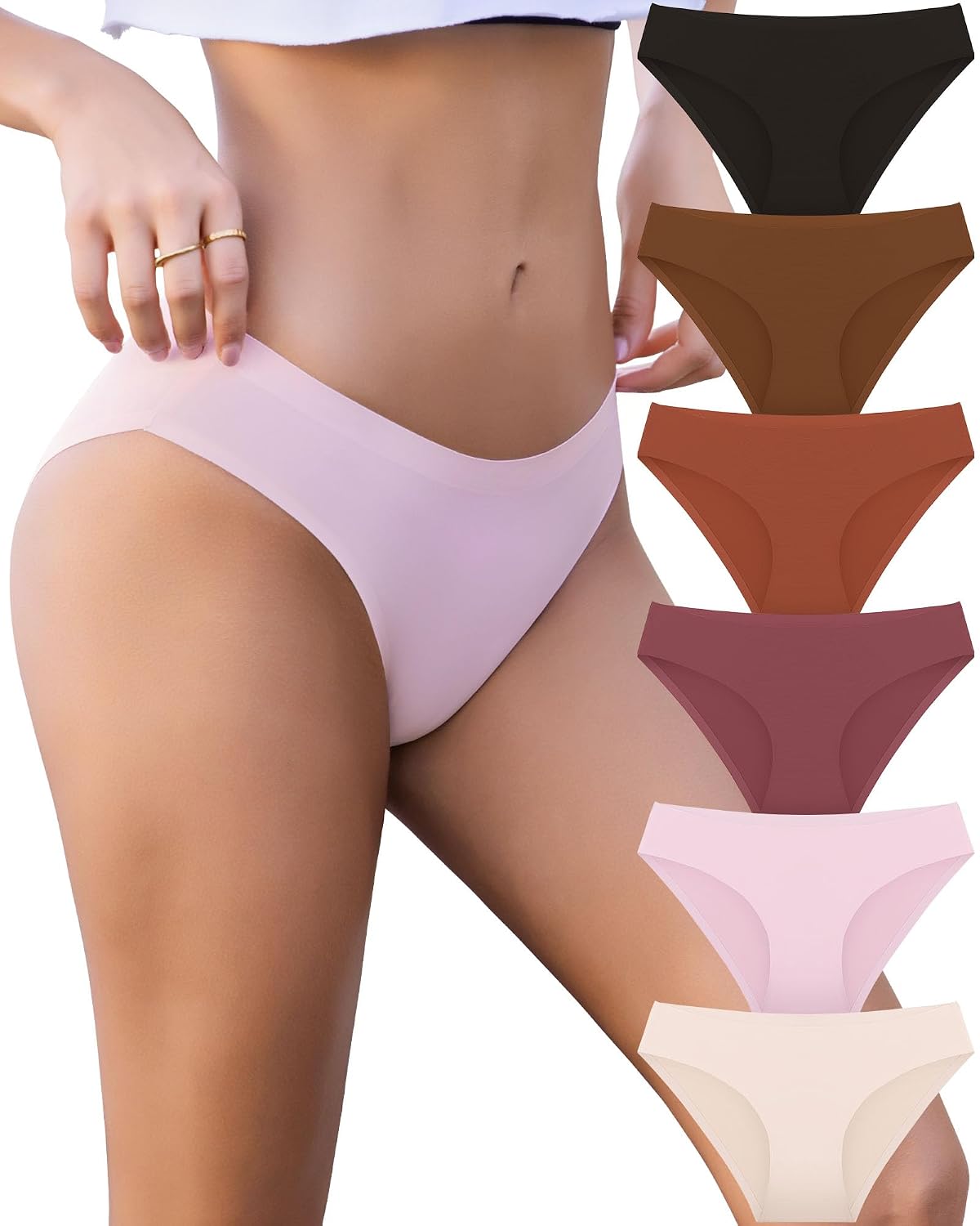 SIONCY Seamless Bikini Briefs No Show Hipster 6-Pack