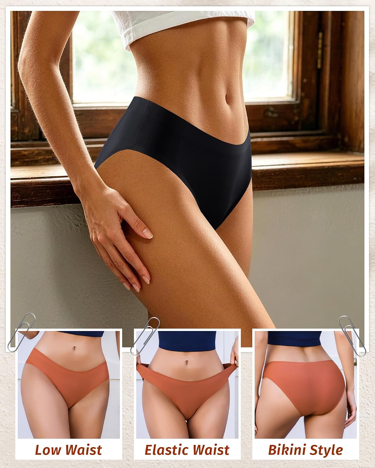 SIONCY Seamless Bikini Briefs No Show Hipster 6-Pack — image 4