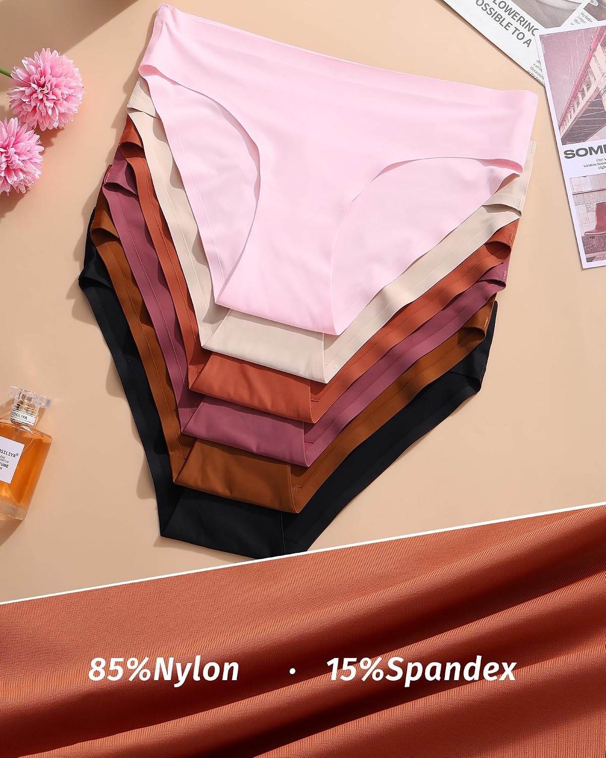 SIONCY Seamless Bikini Briefs No Show Hipster 6-Pack — image 5