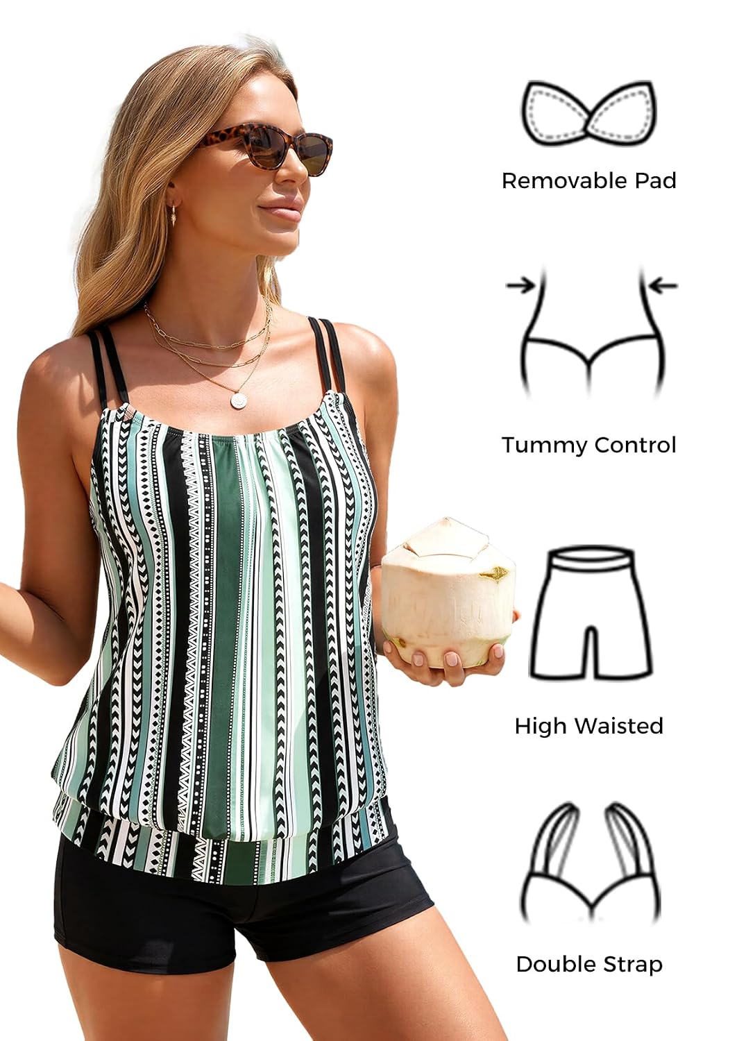 MODLILY Women's Tummy Control Tankini Swimwear — image 6