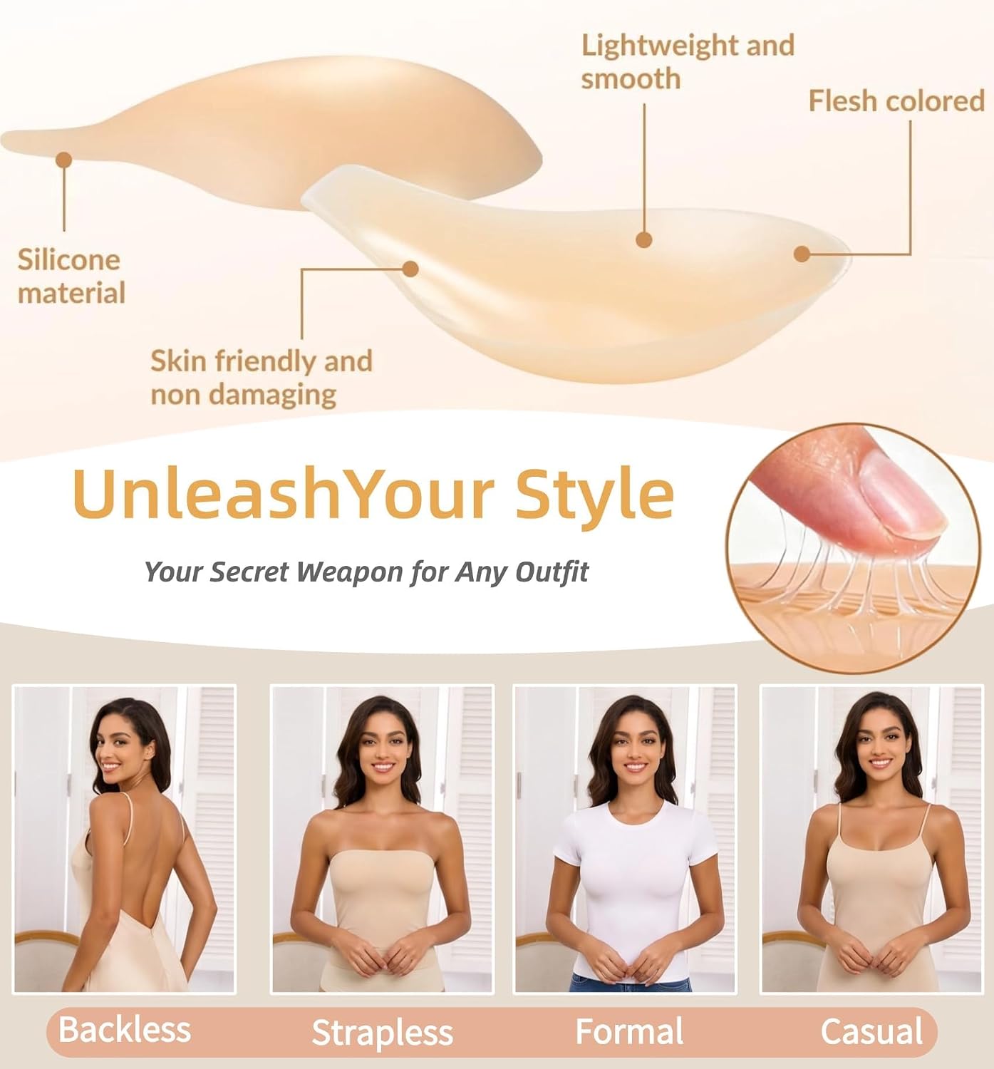 KISWON Ultra-Thin Adhesive Push Up Bra — image 4