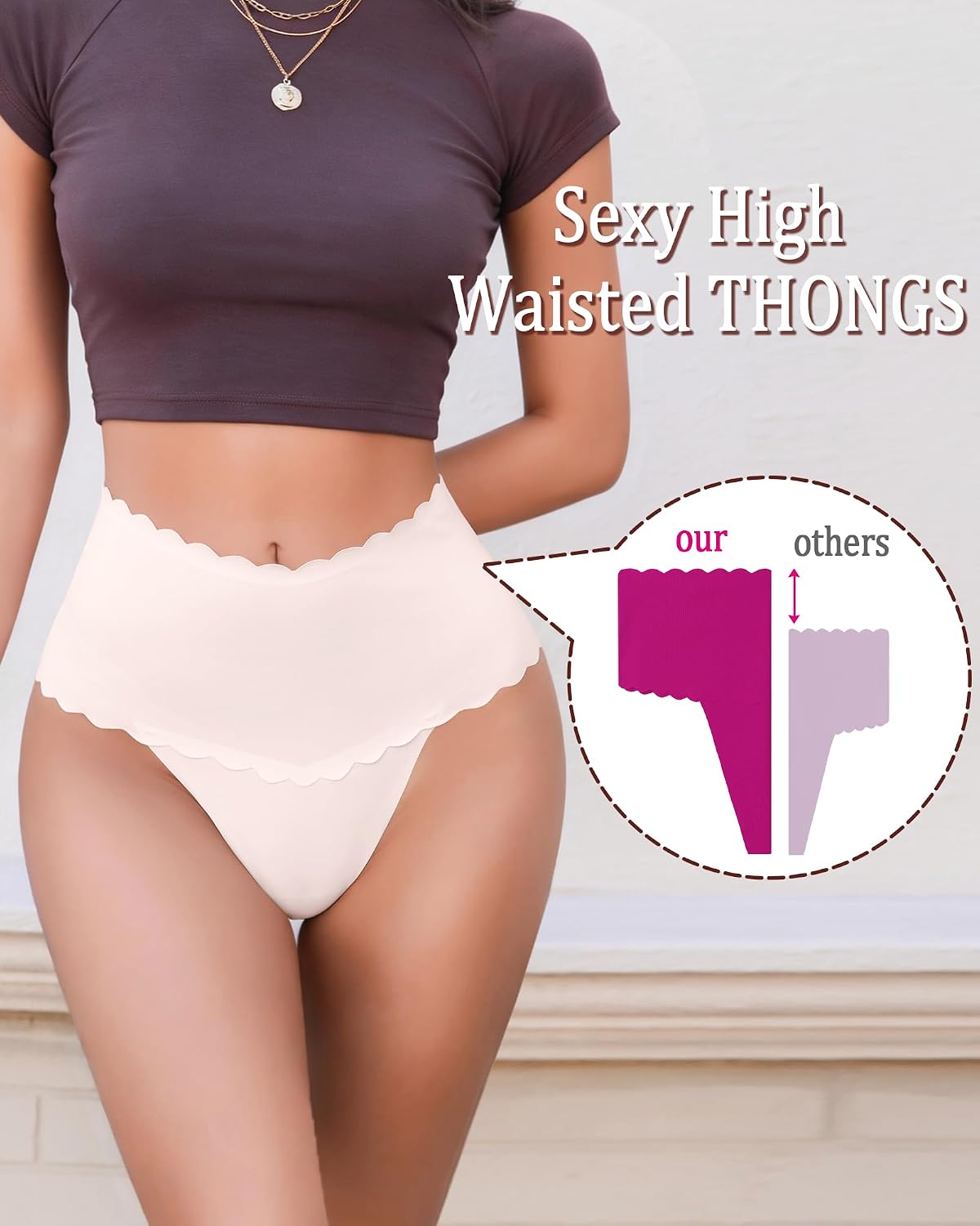 Neikuxia Seamless High Waisted Thong Panties — image 3