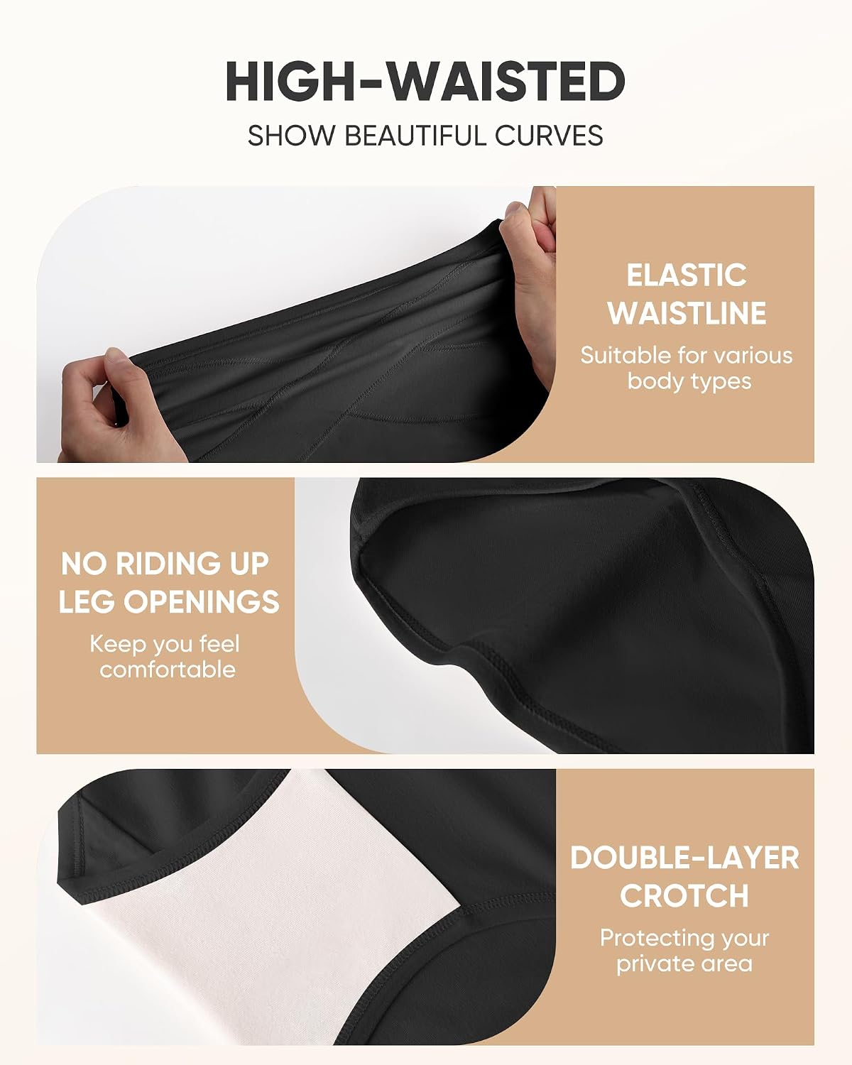 YDQ Women's High Waisted Cotton Briefs 4 Pack — image 4