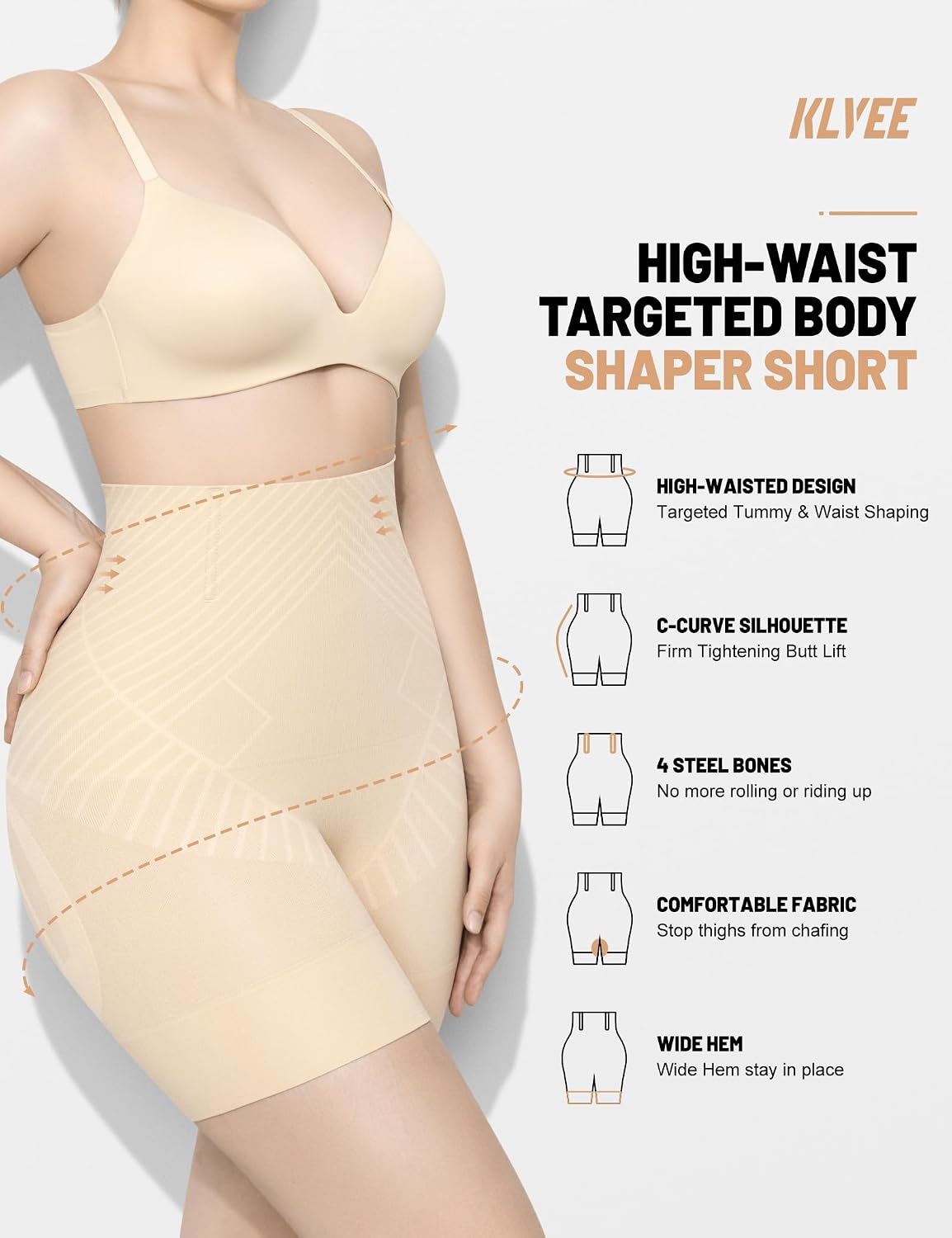 KLVEE High Waisted Tummy Control Shorts — image 2