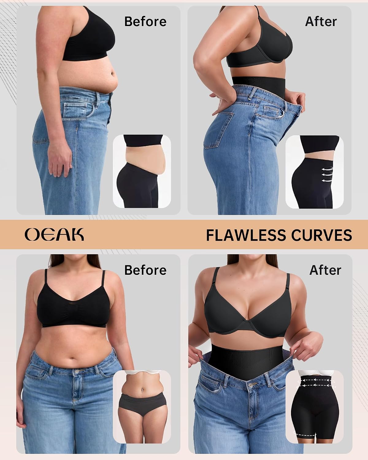 OEAK Women's High Waisted Tummy Control Shapewear — image 4