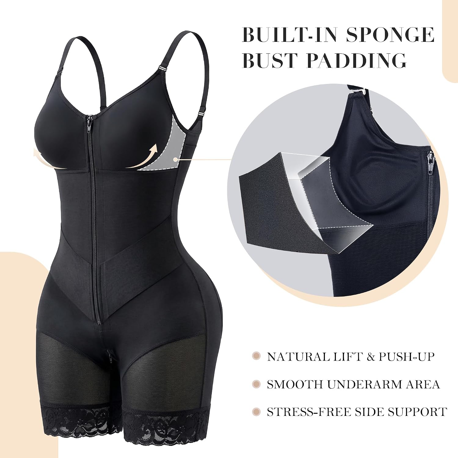 YIANNA Full Body Shaper with Zipper Crotch — image 4