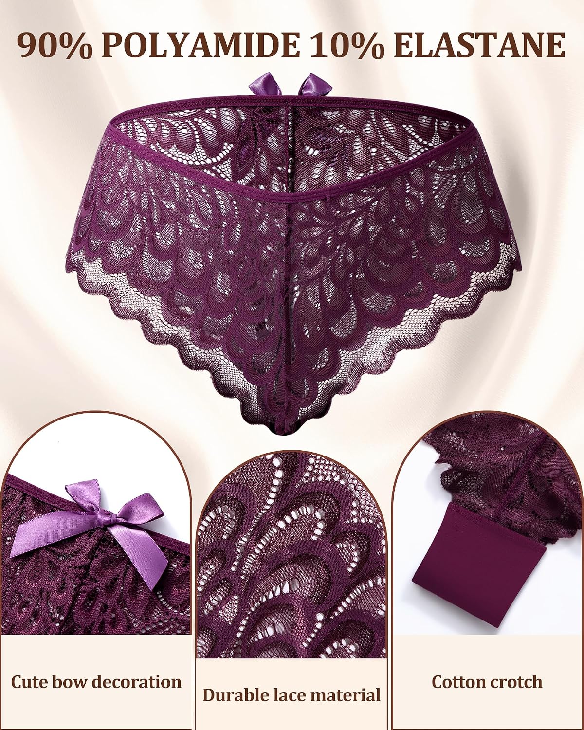Neikuxia Low Rise Lace Bikini Panty Pack — image 3