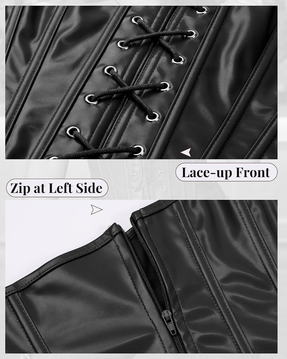 JASGOOD PU Leather Strapless Lace-Up Corset Crop Top — image 2