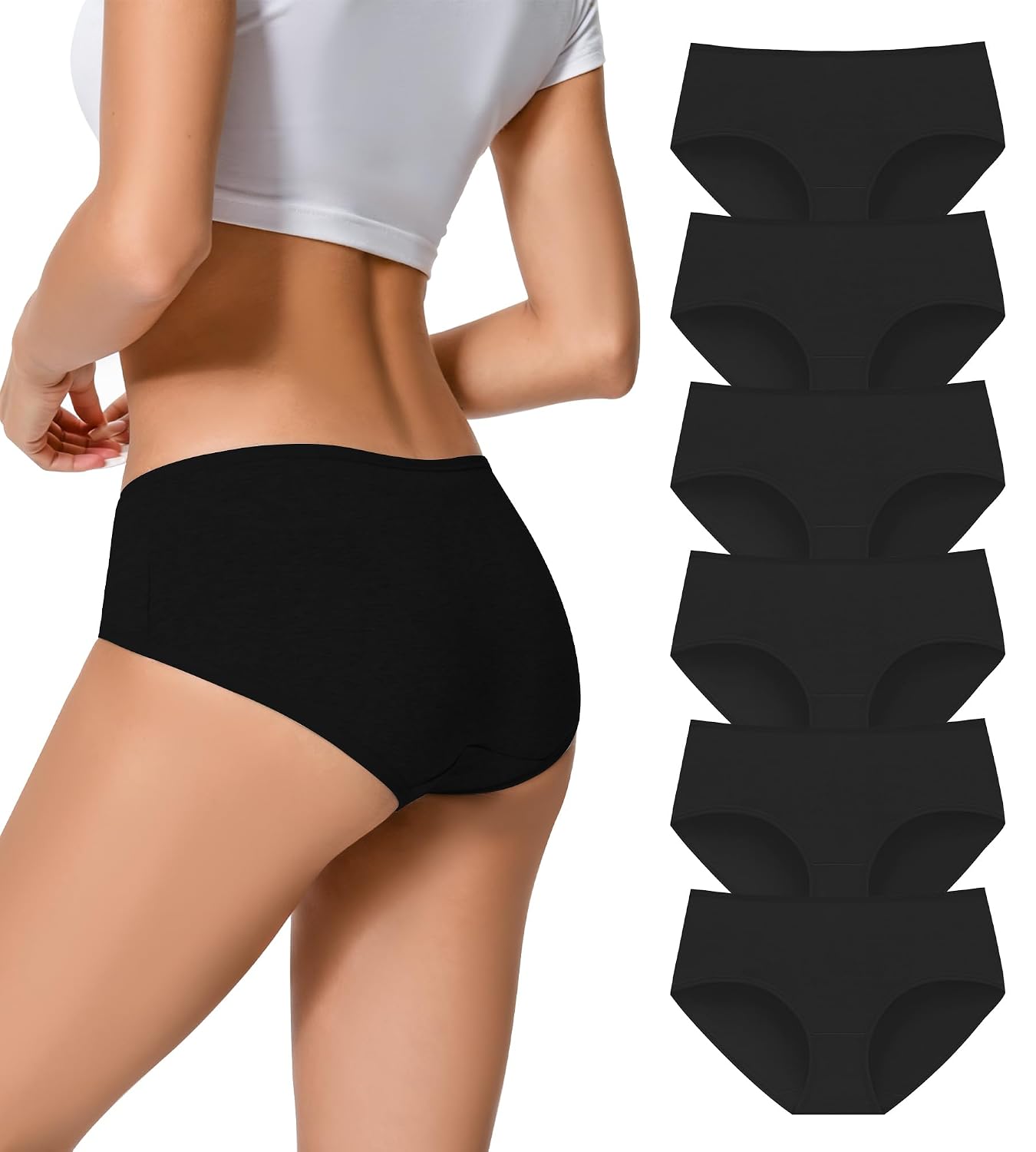 Hodnug Women's Full Coverage Cotton Hipster Briefs Multipack