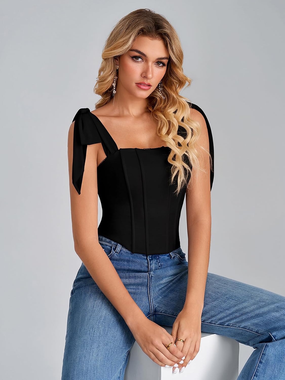 EYNMIN Tie Strap Corset Crop Top — image 5