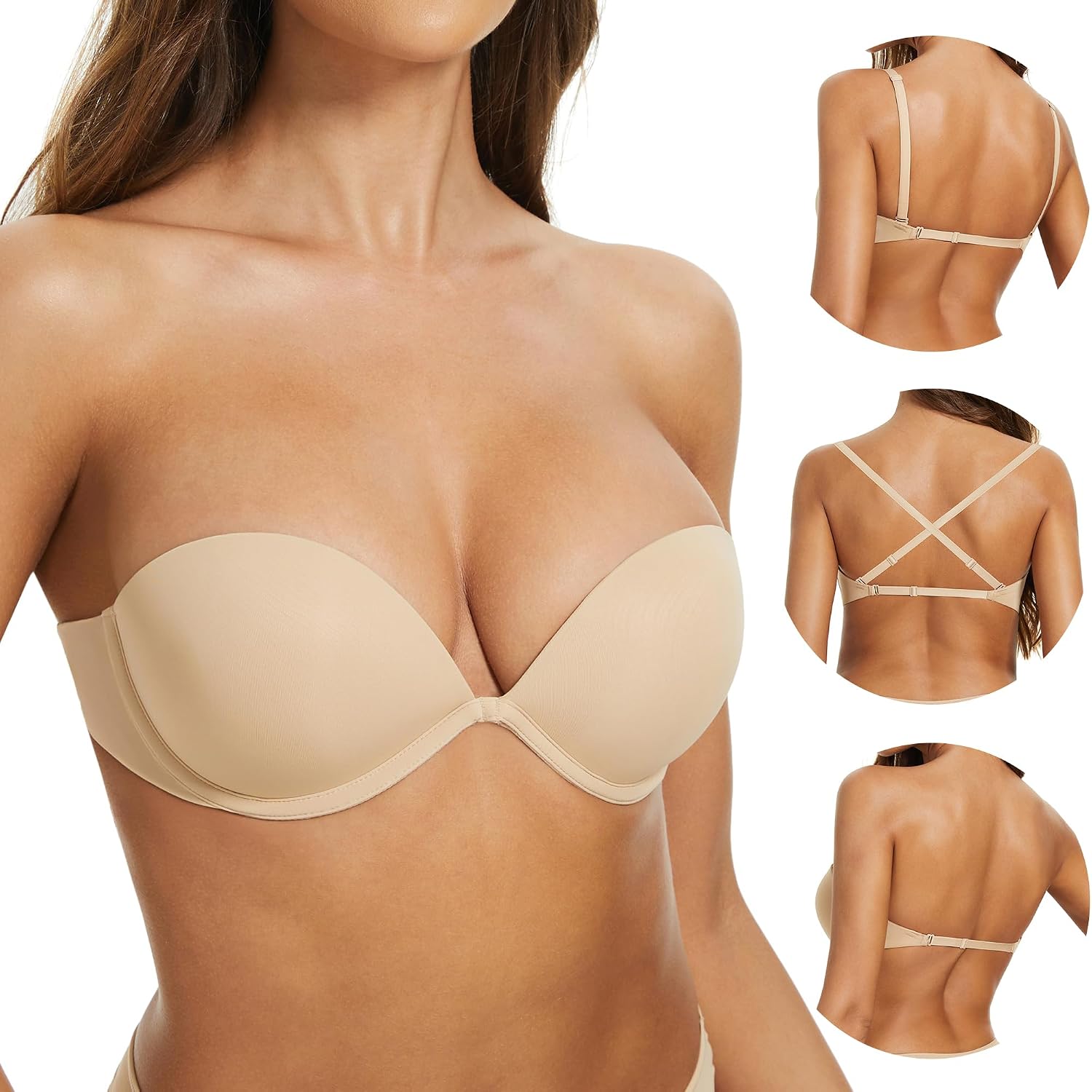 VIPMIMI Women's Strapless Push Up Bra Multiway Support