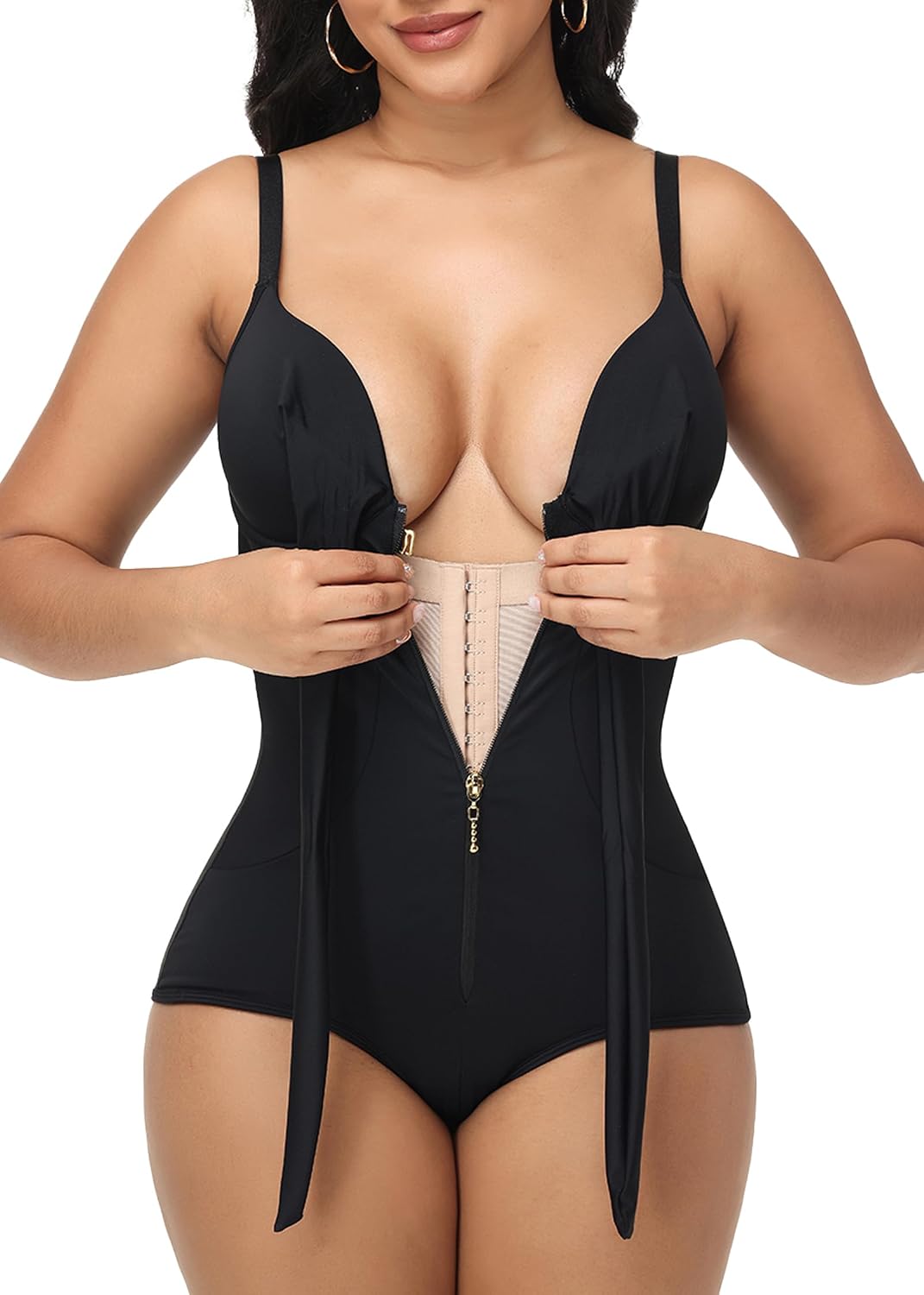 SHAPSHE Tummy Control Ruched V Neck Swimwear