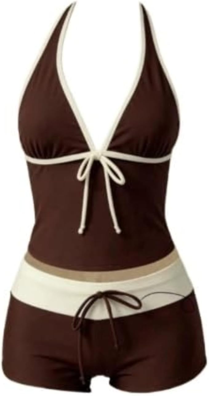 Y2K Polka Dot Halter Bikini Set with Shorts — image 6