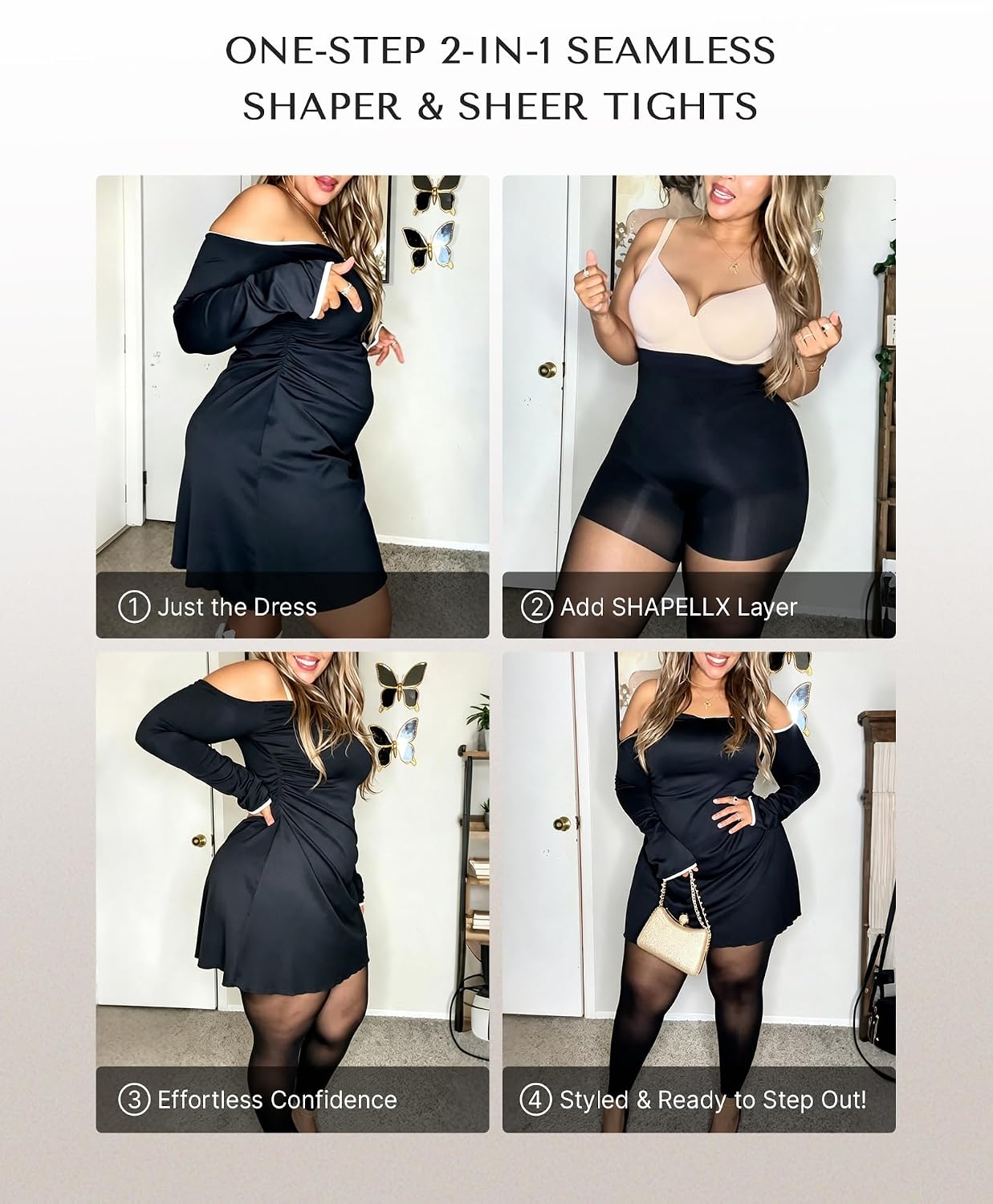 SHAPELLX High Waist Tummy Control Shapewear Tights — image 2