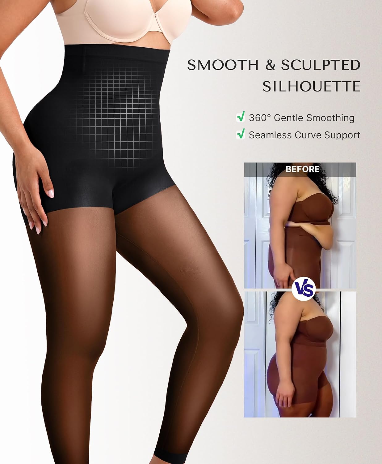 SHAPELLX High Waist Tummy Control Shapewear Tights — image 3