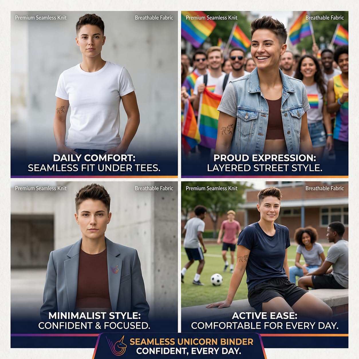 LGBT UNICORNS Seamless Chest Binder for FTM — image 8
