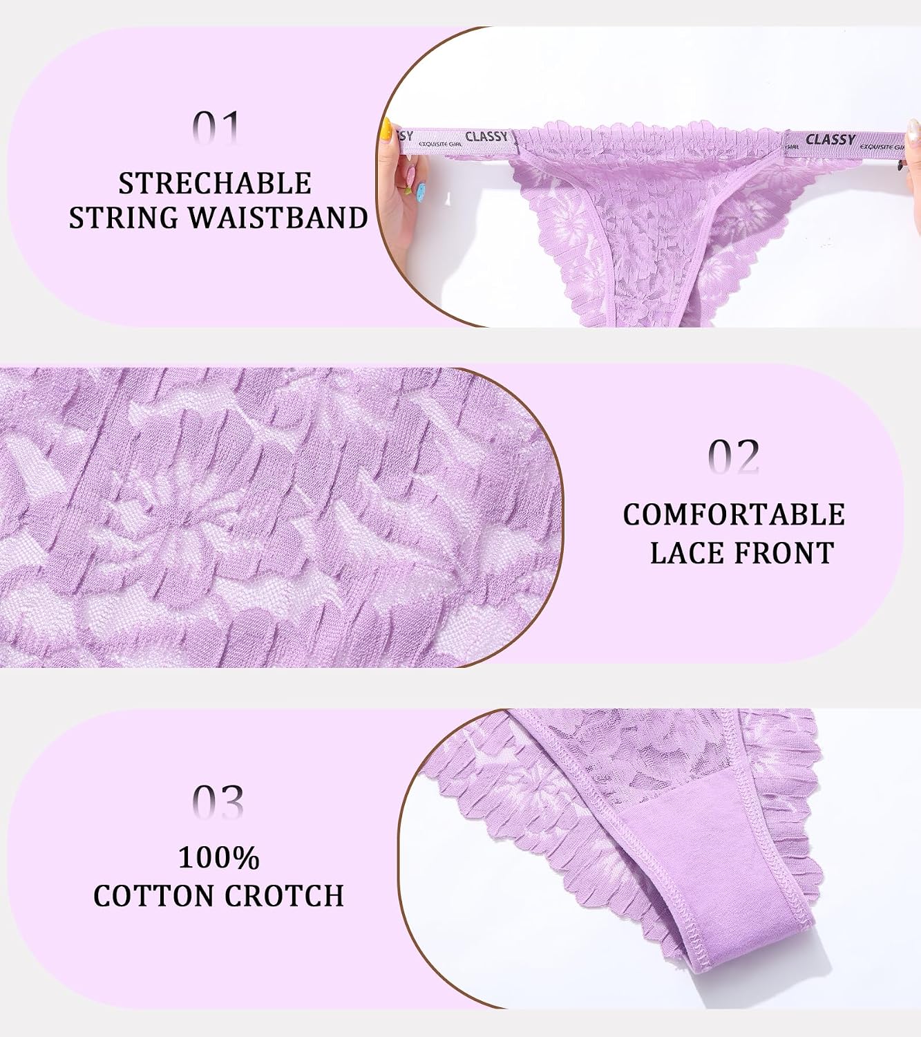 Redfree Lace Bikini Panties 6-Pack for Women — image 6