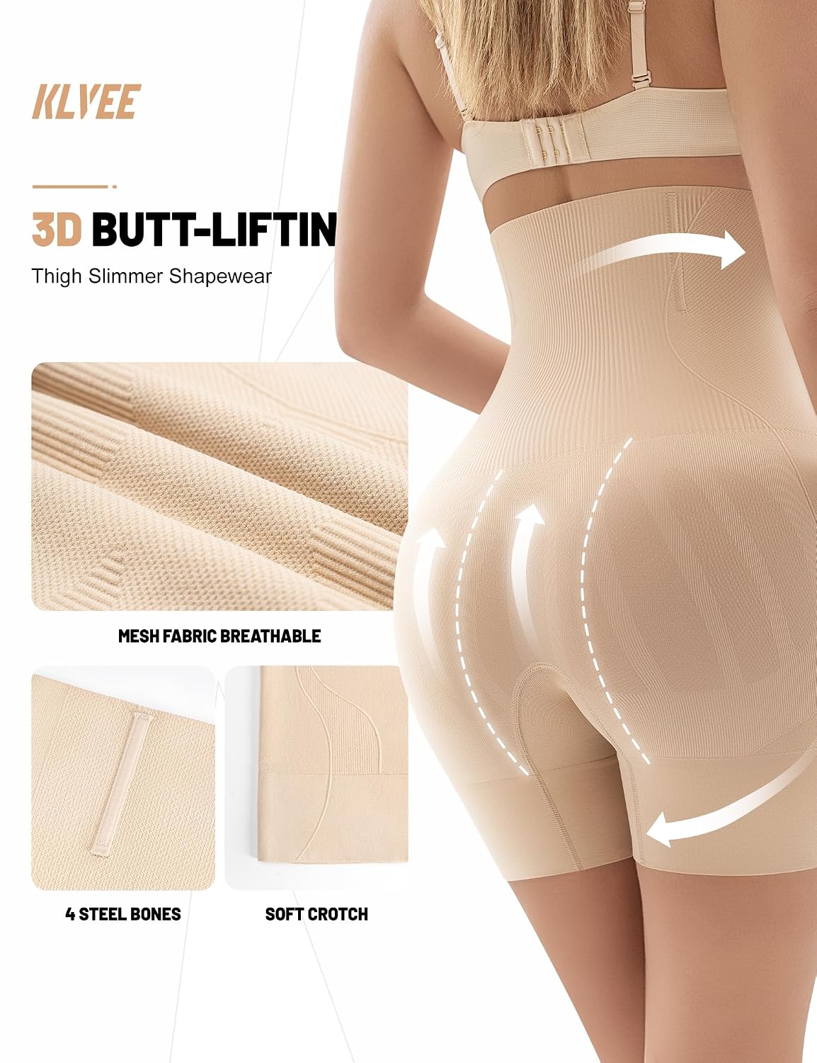 KLVEE High Waisted Tummy Control Shapewear Shorts — image 3