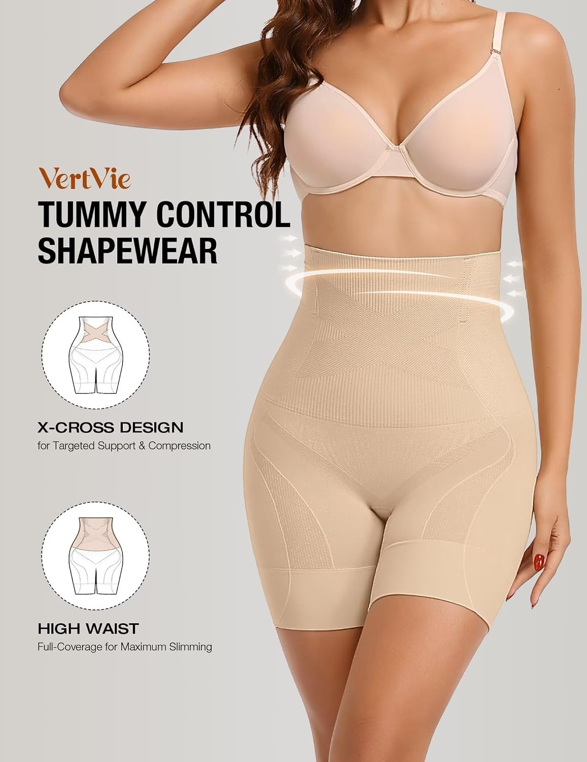 Vertvie High Waisted Tummy Control Shapewear Shorts — image 2