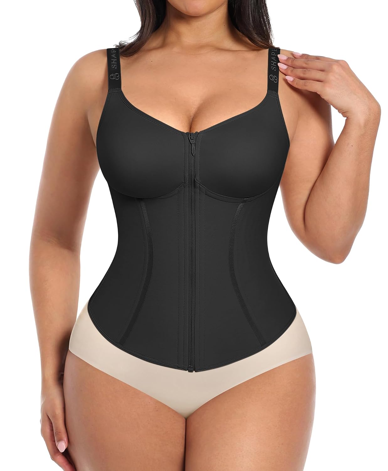 SHAPELLX Corset Top with Zipper Waist Trainer
