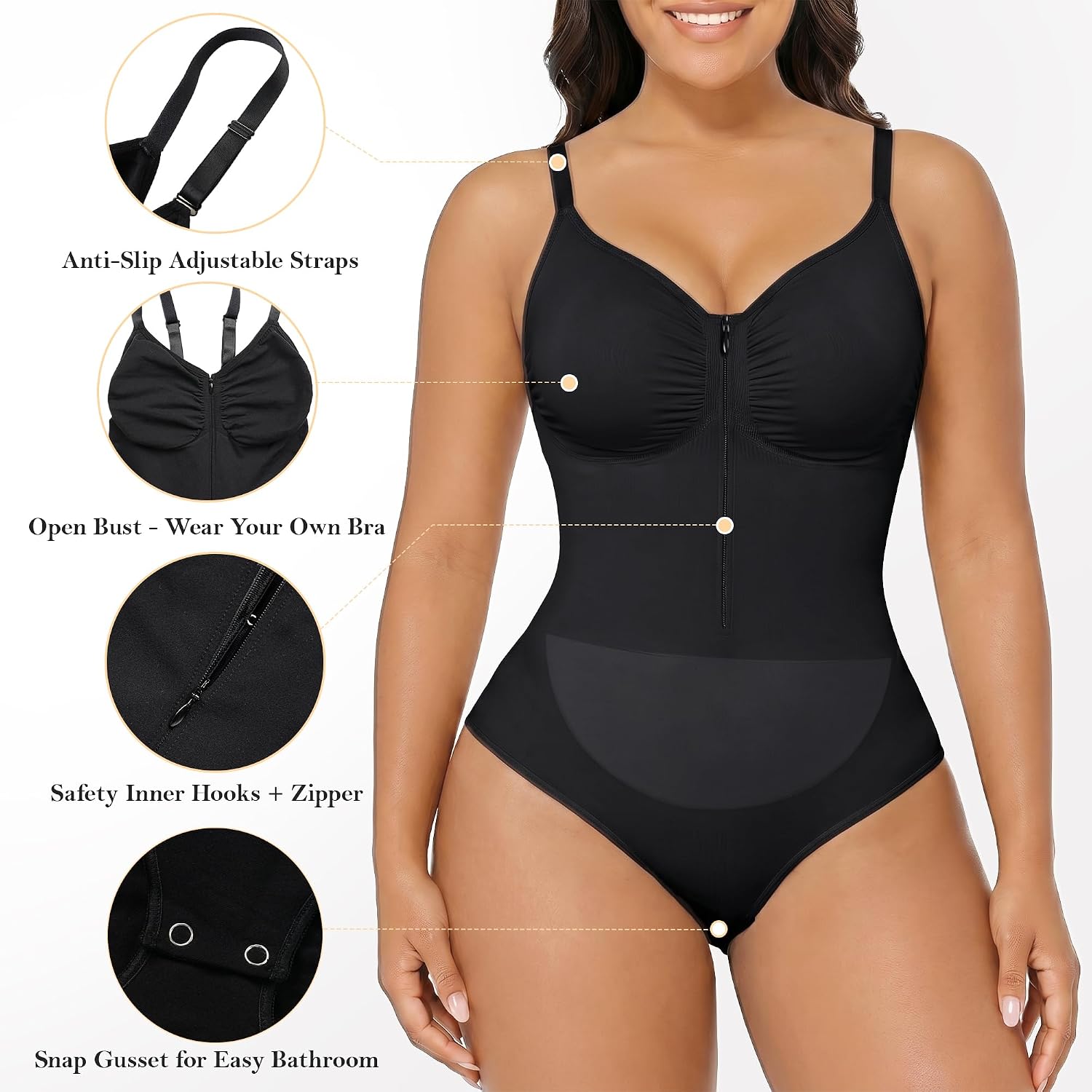 YIANNA Women's Double Tummy Control Bodysuit — image 4