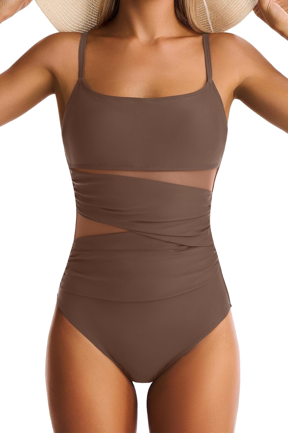 EVOCRCO Square Neck Tummy Control Swimsuit