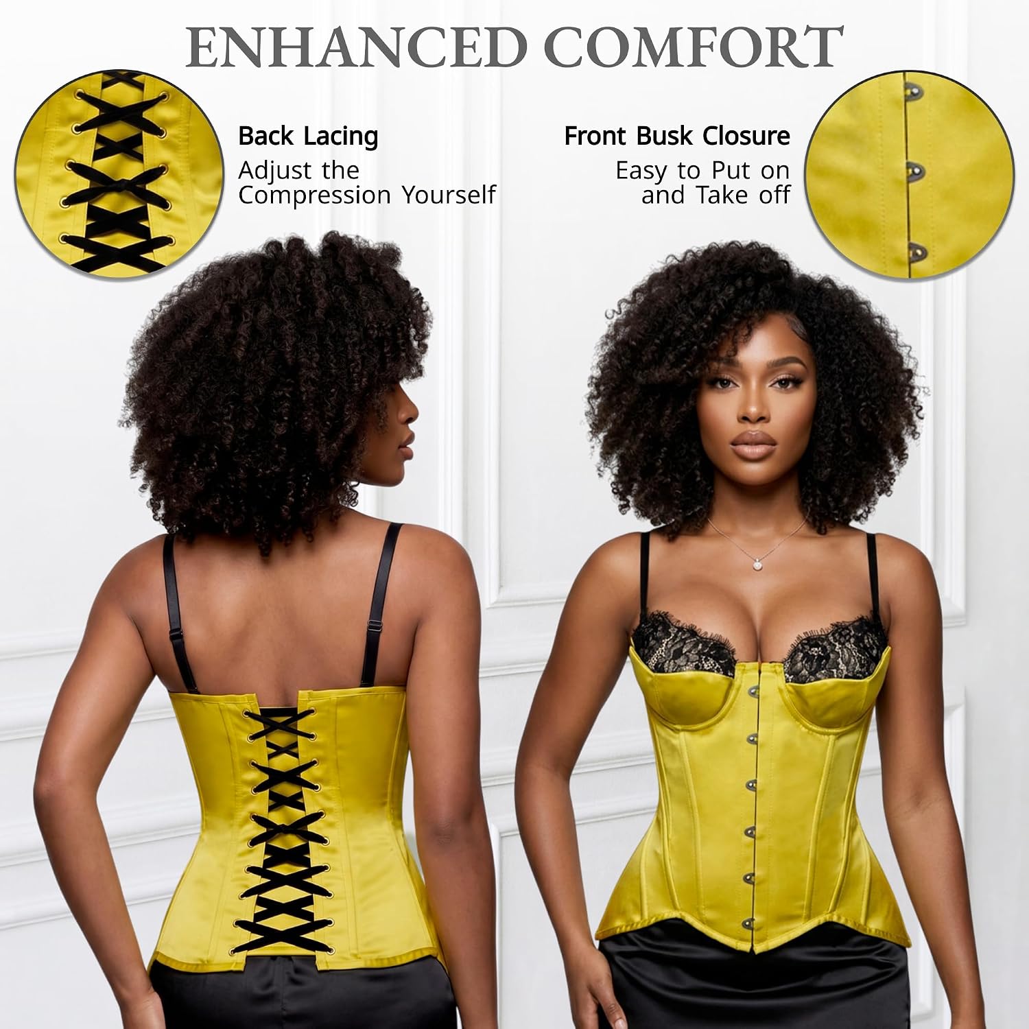 WS Waist Secrets Overbust Satin Corset with Lace Up Back — image 4
