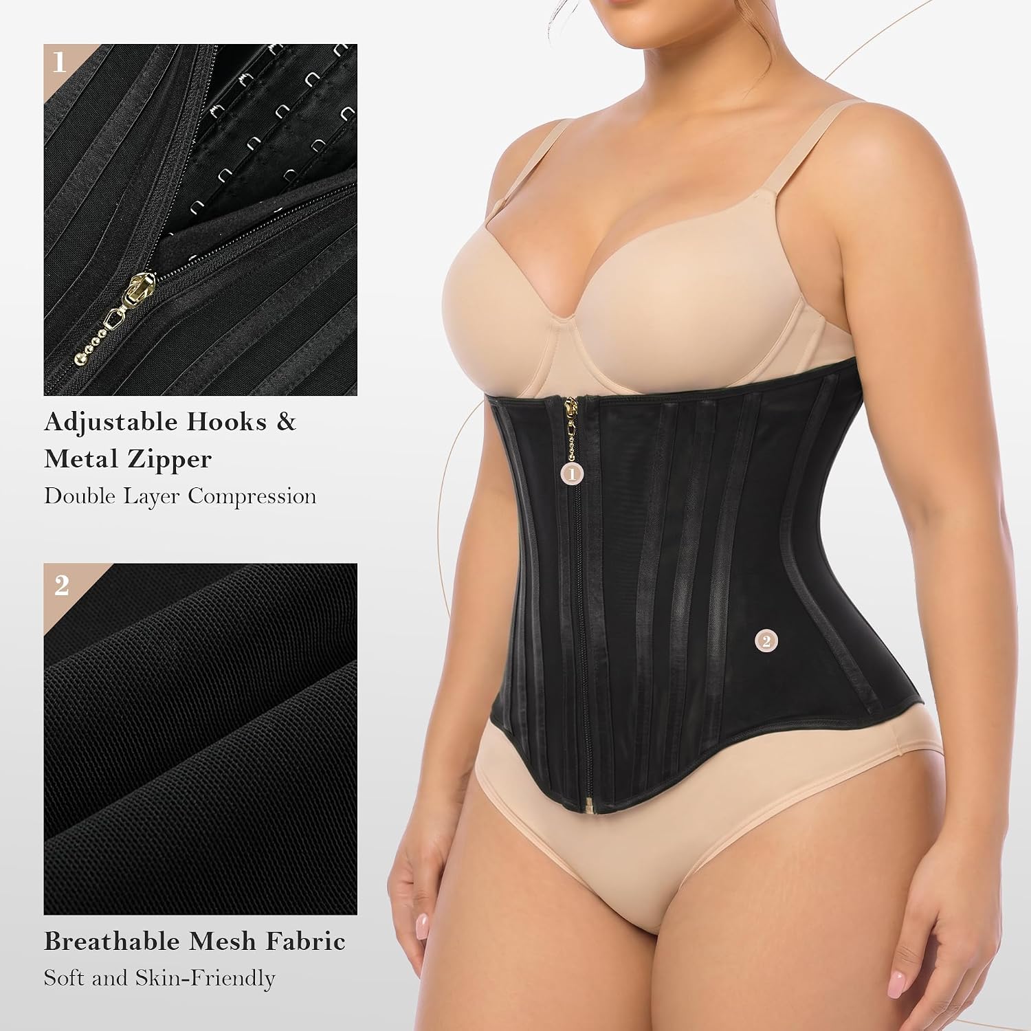 YIANNA Waist Trainer Corset with Zipper — image 3