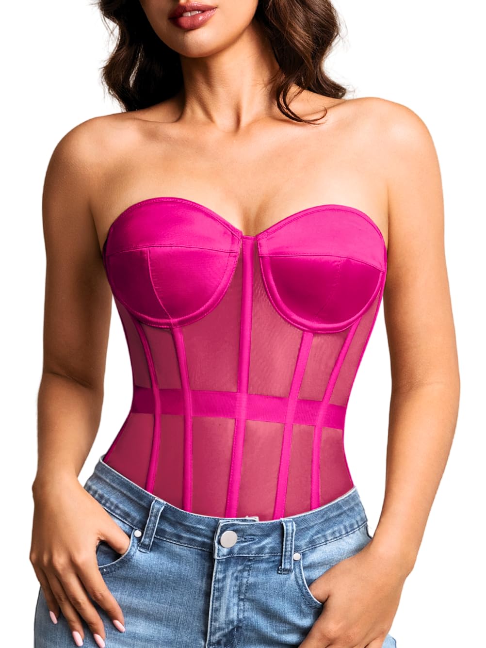 Kaei&Shi Women's Strapless Mesh Corset Bustier — image 5