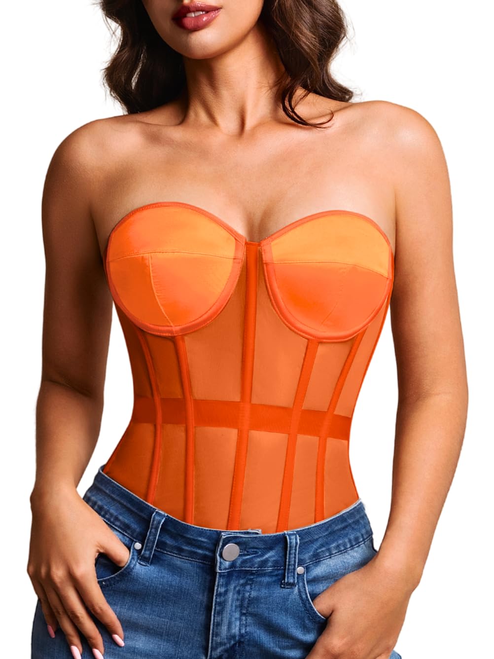 Kaei&Shi Women's Strapless Mesh Corset Bustier — image 10