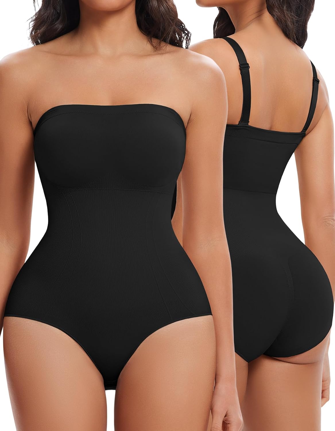 SIMIYA Strapless Shapewear Bodysuit with Built-in Bra